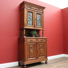 Load image into Gallery viewer, Antique Sideboard, French Oak and Lead Light Two Height Sideboard Hall Cabinet B10864
