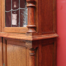 Load image into Gallery viewer, x SOLD Antique French Oak Bookcase, Oak and Leadlight Bookcase, Narrow China Cabinet. B10910
