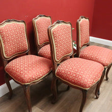 Load image into Gallery viewer, x SOLD Set of 4 Antique French Dining Chairs, French Walnut and Fabric Kitchen Chairs B10737
