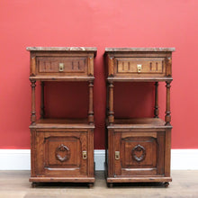 Load image into Gallery viewer, x SOLD Pair of Antique French Bedside Cabinets, Lamp Tables with Tier Storage B10573
