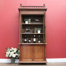 Load image into Gallery viewer, x SOLD Antique French Oak Bookcase, Oak and Leadlight Bookcase, Narrow China Cabinet. B10910
