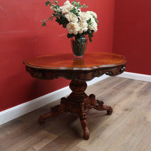 Load image into Gallery viewer, x SOLD Antique English Burr Walnut Kitchen or Dining Table for 4, Centre or Foyer Table B11153
