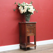 Load image into Gallery viewer, x SOLD Antique French Oak and Marble Bedside Table, Tier Base Lamp Table Bedside Table B10916
