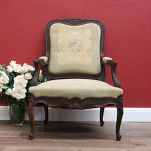 Load image into Gallery viewer, SALE Antique Grandfather Chair, Oak and Tapestry Padded Arm Armchair Grandfather Seat B10782
