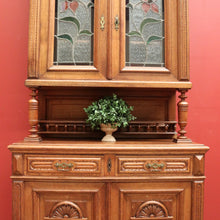 Load image into Gallery viewer, Antique Sideboard, French Oak and Lead Light Two Height Sideboard Hall Cabinet B10864
