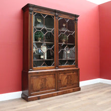 Load image into Gallery viewer, x SOLD Antique English Mahogany China Cabinet, English Bookcase with Cupboard Base B10744
