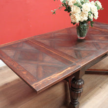 Load image into Gallery viewer, x SOLD Antique French Oak 2 Leaf Dining Table, Parquetry Top Extension Kitchen Table B11210
