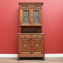 Load image into Gallery viewer, Antique Sideboard, French Oak and Lead Light Two Height Sideboard Hall Cabinet B10864
