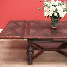 Load image into Gallery viewer, x SOLD Antique French Oak 2 Leaf Dining Table, Parquetry Top Extension Kitchen Table B11210
