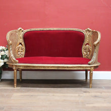 Load image into Gallery viewer, Antique French Settee, Sofa, Gilt Timber, Cane, Fabric, Boudoir Chair, Armchair B11145

