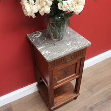 Load image into Gallery viewer, x SOLD Antique French Oak and Marble Bedside Table, Tier Base Lamp Table Bedside Table B10916
