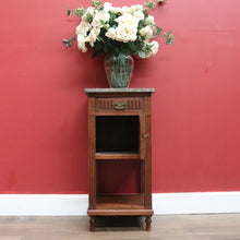 Load image into Gallery viewer, x SOLD Antique French Oak and Marble Bedside Table, Tier Base Lamp Table Bedside Table B10916
