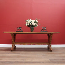 Load image into Gallery viewer, X SOLD Antique French Oak Refectory Table or Dining Kitchen Table with Stretcher Base. B11213
