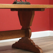 Load image into Gallery viewer, x SOLD Antique French Oak Twin Pedestal Dining Table or Kitchen Table, Stretcher Base. B11170
