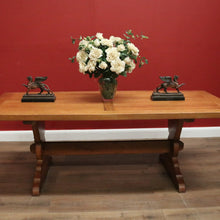 Load image into Gallery viewer, x SOLD Antique French Oak Twin Pedestal Dining Table or Kitchen Table, Stretcher Base. B11170
