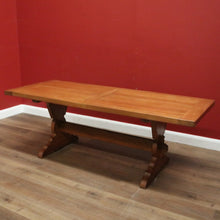 Load image into Gallery viewer, x SOLD Antique French Oak Twin Pedestal Dining Table or Kitchen Table, Stretcher Base. B11170
