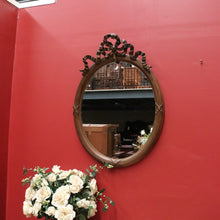 Load image into Gallery viewer, x SOLD Antique French Mirror, Oval hall Bedroom Mirror with Ribbon Bows to the Top B10657
