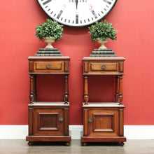 Load image into Gallery viewer, Pair of Antique French Bedside Cabinet, Mahogany Marble Lamp Side Bedside Table B10488
