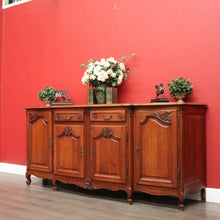 Load image into Gallery viewer, x SOLD French Breakfront 4 Door Oak Sideboard Cabinet with 2 Drawers Parquetry Top B10459
