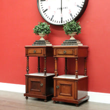 Load image into Gallery viewer, x SOLD Pair of Antique French Bedside Cabinet, Mahogany Marble Lamp Side Bedside Table B10488
