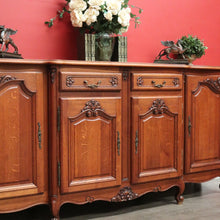 Load image into Gallery viewer, x SOLD French Breakfront 4 Door Oak Sideboard Cabinet with 2 Drawers Parquetry Top B10459
