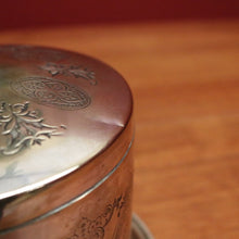 Load image into Gallery viewer, x SOLD Antique Silver Plate Biscuit Barrel Lift Lid Embossed Body Antique Lidded Vessel. B11244

