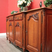 Load image into Gallery viewer, x SOLD French Breakfront 4 Door Oak Sideboard Cabinet with 2 Drawers Parquetry Top B10459
