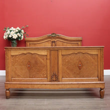Load image into Gallery viewer, Double Bed, Antique French Oak and Gilt Brass Bed, Tunbridge Ware, Slats incl. B10466
