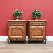 Load image into Gallery viewer, Pair of Vintage French Lamp Tables or Bedside Tables Drawer and Cupboard Storage B10664
