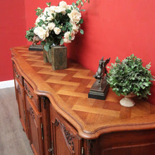 Load image into Gallery viewer, x SOLD French Breakfront 4 Door Oak Sideboard Cabinet with 2 Drawers Parquetry Top B10459
