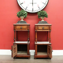 Load image into Gallery viewer, x SOLD Pair of Antique French Bedside Cabinet, Mahogany Marble Lamp Side Bedside Table B10488
