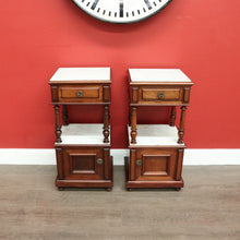 Load image into Gallery viewer, x SOLD Pair of Antique French Bedside Cabinet, Mahogany Marble Lamp Side Bedside Table B10488
