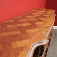 Load image into Gallery viewer, x SOLD French Breakfront 4 Door Oak Sideboard Cabinet with 2 Drawers Parquetry Top B10459
