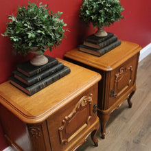 Load image into Gallery viewer, x SOLD Pair of Vintage Bedside Tables, French Lamp Tables, Pair of Oak Hall Cabinets B10907
