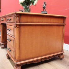 Load image into Gallery viewer, x SOLD Vintage Australian Office Desk, Walnut and Gilt Tooled Leather Eight Drawer Desk. B11168
