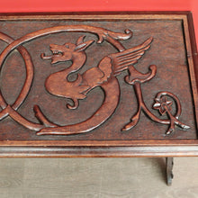 Load image into Gallery viewer, x SOLD Antique English Table, Lamp Side Table Japanese Dragon Relief Carving to seat. B9746
