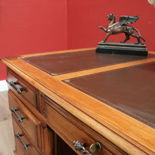 Load image into Gallery viewer, x SOLD Vintage Australian Office Desk, Walnut and Gilt Tooled Leather Eight Drawer Desk. B11168
