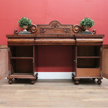 Load image into Gallery viewer, Antique English Mahogany Sideboard Antique Inverted Twin Pedestal Sideboard B10984
