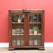 Load image into Gallery viewer, Antique English China Cabinet, Antique Oak Art Deco Two Door Display Cabinet B11062
