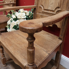 Load image into Gallery viewer, Pair Antique French Oak Armchairs, Arm Chairs, Hall Chairs Dining Table Carvers B11199
