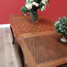 Load image into Gallery viewer, x SOLD Antique French Dining Table, Diamond Parquetry Kitchen Table, 2 Extension Leaves B10634
