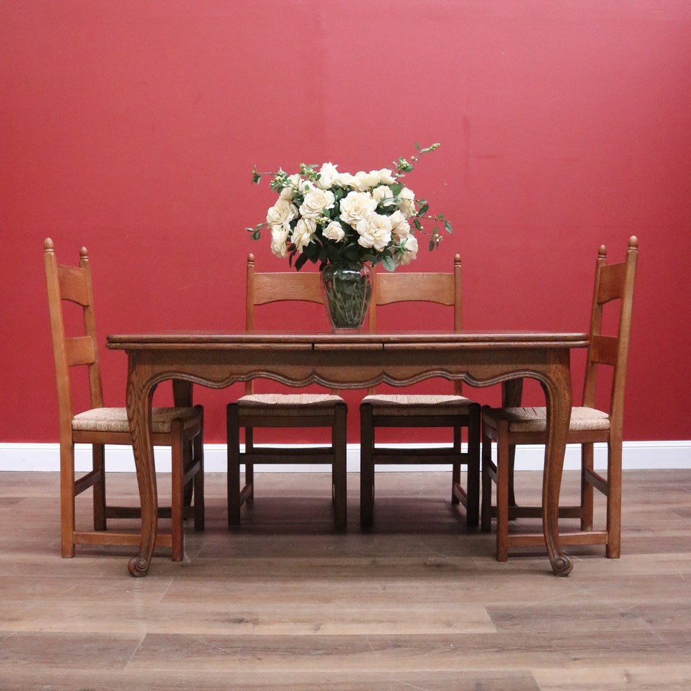 Antique French Dining Table, Antique French Oak Two Leaf Extension Kitchen Table B11092