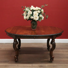 Load image into Gallery viewer, x SOLD Antique English Walnut 2 Leaf Extension Kitchen Dining Table - Telescopic Winder B11067
