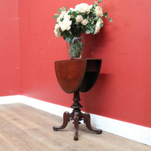 Load image into Gallery viewer, x SOLD Antique English Lamp Table, Twist Top Drop Leaf or Drop Side Sofa Hall Table. B11287
