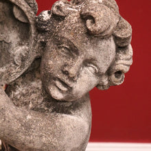 Load image into Gallery viewer, x SOLD French Cast Concrete Musical Putti Garden Ornament, Seated on a Sphere Plinth. B11284
