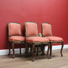 Load image into Gallery viewer, x SOLD Set of 4 Antique French Dining Chairs, French Walnut and Fabric Kitchen Chairs B10737
