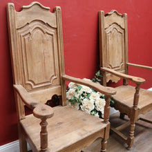 Load image into Gallery viewer, Pair Antique French Oak Armchairs, Arm Chairs, Hall Chairs Dining Table Carvers B11199
