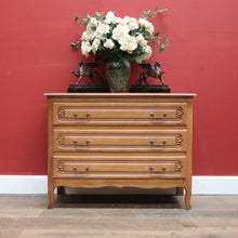 Load image into Gallery viewer, Chest of Drawers, Vintage French Chest of Three Drawers Oak Timbers Brass Handle B10924
