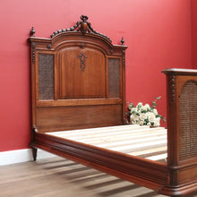 Load image into Gallery viewer, x SOLD Antique French Walnut and Cane Insert Double Bed.  Antique French Bed with Slats B10844`
