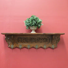 Load image into Gallery viewer, Vintage French Oak Coat Rack with 6 Original Brass Coat Hooks, Ready to Hang B10496
